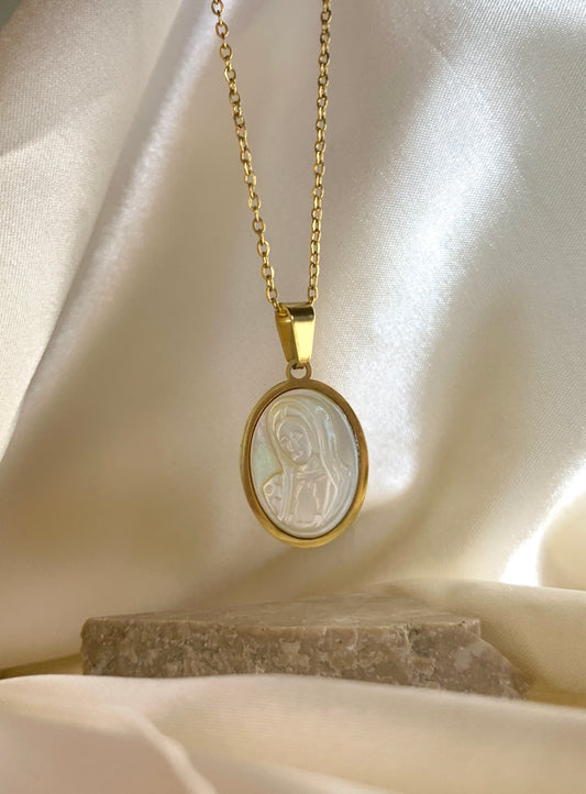 Virgin Mary Pearl Necklace